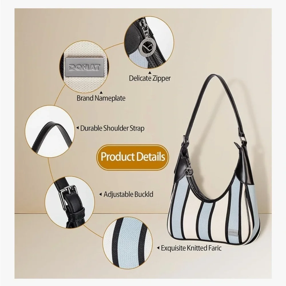DOMAT Shoulder Bag for Women, Striped Handbag